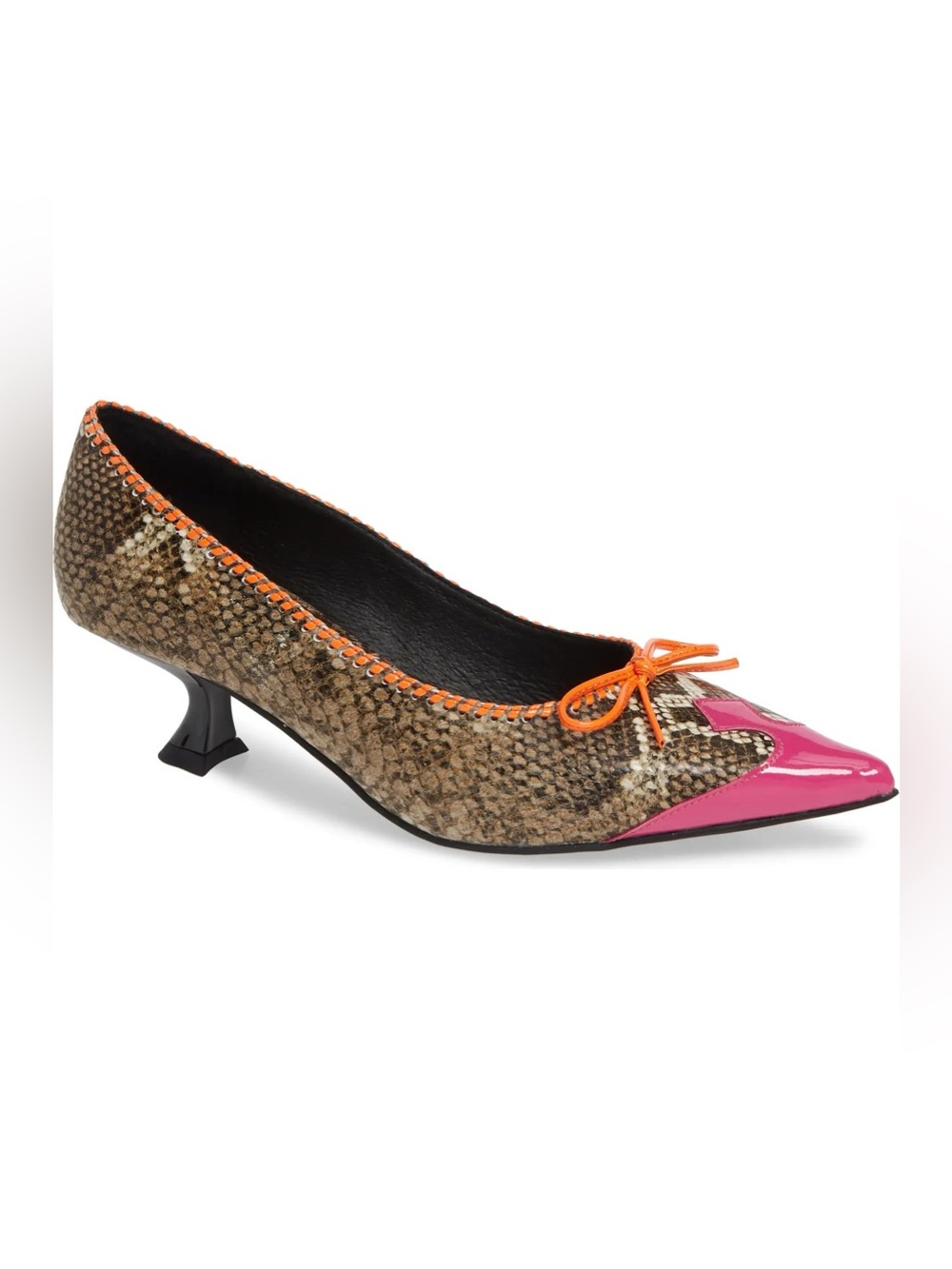 Jeffrey Campbell Torpedo Snakeskin Kitten Heel Pointed Pumps Women Size 9.5